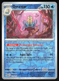 Omastar 139/165 Rare 151 Pokemon Reverse Holo Near Mint - Image 1