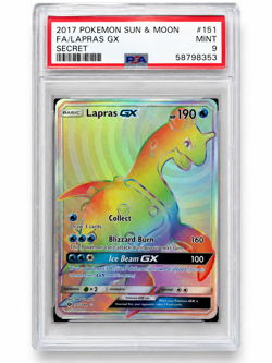 2017 POKEMON SUN & MOON SECRET #151 FULL ART/LAPRAS GX PSA 9 - Image 1