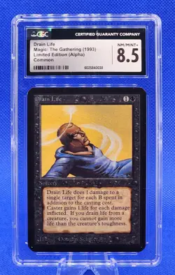 1993 Magic The Gathering Alpha Drain Life - CGC 8.5 NM/MT+ - Image 1