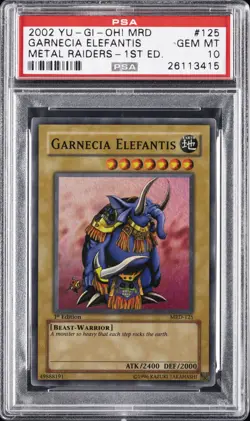 2002 YU-GI-OH! MRD-METAL RAIDERS 1ST ED #125 GARNECIA ELEFANTIS PSA 10 - Image 1