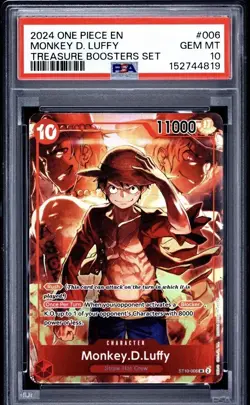 2024 One Piece EN Treasure Booster Set #006 Monkey D. Luffy PSA 10 GEM MINT - Image 1