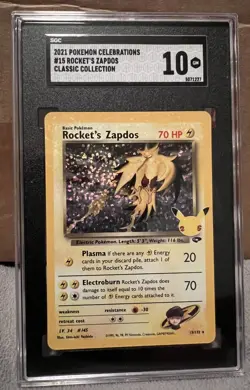 Pokemon Celebrations Rocket's Zapdos SGC 10 - Classic Collection HOLO (not PSA) - Image 1