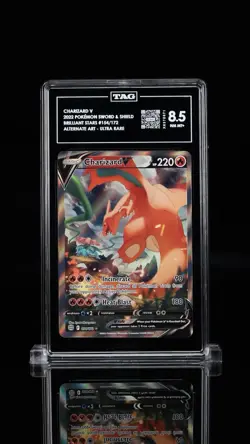 Charizard V (Alternate Full Art) 154/172 Pokemon Brilliant Stars Holo TAG 8.5 - Image 1