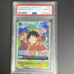 2024 One Piece Monkey.D.Luffy Super Rare Foil OP07-109 PSA 10 Error version - Image 1