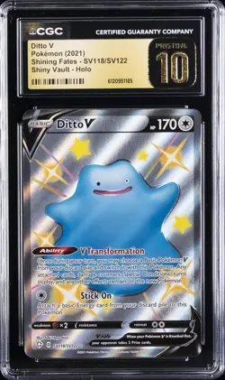 2021 POKEMON SHINING FATES SHINY VAULT HOLO #SV118/SV122 DITTO V CGC 10 PRISTINE - Image 1