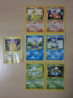 Pokemon Base Set Starter Trio Plus Bundle Moderate To Heavy Play - Image 1