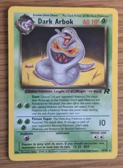 Dark Arbok 19/82 Non-holo Team Rocket Regular Pokemon TCG Rare 2000 WOTC - Image 1