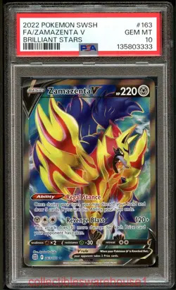 Pokemon Brilliant Stars Zamazenta V 163 PSA 10 - Image 1
