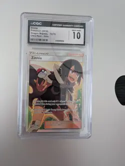2018 Pokemon Dragon Majesty Zinnia Full Art 70/70 CGC 10 GEM MINT Trainer #70 - Image 1