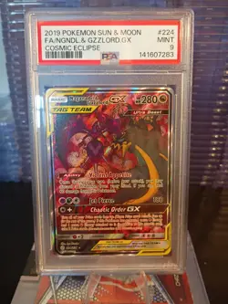 Pokemon TCG Naganadel & Guzzlord GX 224/236 Alt Art SM Cosmic Eclipse PSA 9 MINT - Image 1