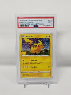 PSA 9 Pokemon Pikachu 2020 General Mills 25th Anniversary Holo Promo SWSH039 - Image 1