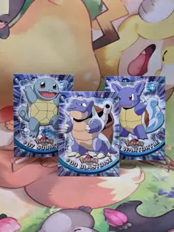Pokemon Topps Blue Label Squirtle#07 Wartortle #08 Blastoise #09 NM 1999 Vintage - Image 1