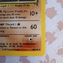 Pokemon Flareon Jungle 3/64 Unlimited Holo Rare Stage 1 2002 Card - Image 5