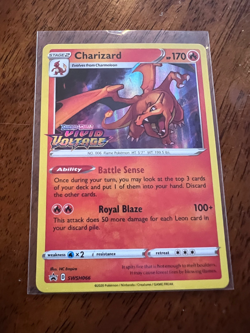 Pokemon Sword&Shield Vivid Voltage Charizard SWSH066 Prerelease BlackStar Promo - Image 2