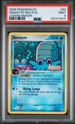 Pokemon 2006 Omanyte EX Legend Maker Reverse Holo #60 PSA 9 - Image 1