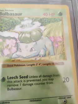Carte Pokemon BGS 7.5 Bulbasaur 44/102 Set Base Shadowless Length Length Error - Image 2