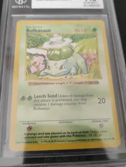 Carte Pokemon BGS 7.5 Bulbasaur 44/102 Set Base Shadowless Length Length Error - Image 3