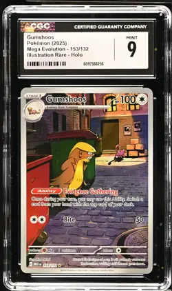 Gumshoos Illustration Rare Mega Evolution 153/132 Pokemon TCG CGC 9 - Image 1