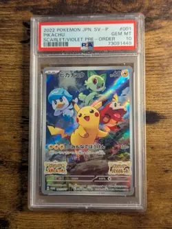 POKEMON 🏡 JPN SV PROMO SCARLET & VIOLET PRE-ORDER #001 PIKACHU ⚡ PSA 10 GEM MT✨ - Image 2