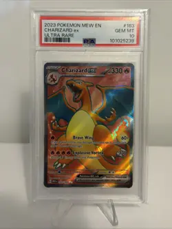 Pokemon TCG Mew EN Charizard EX 183/165 Ultra Rare Full Art PSA 10 Gem MT - Image 1