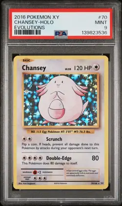 2016 POKEMON XY EVOLUTIONS 70/108 CHANSEY HOLO PSA 9 - Image 1