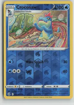 Croconaw 056/264 Uncommon Fusion Strike Pokemon Reverse Holo Near Mint - Image 1