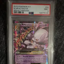 2015 Pokemon XY Breakthrough M Mewtwo EX 64/162 Ultra Rare Full Art Holo PSA 9 - Image 4