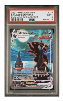 Pokemon Umbreon VMAX 215/203 PSA 9 Alt Art Secret Rare Evolving Skies Moonbreon - Image 1