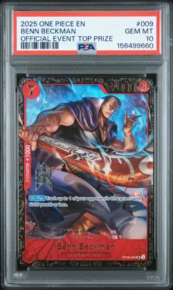 2025 ONE PIECE PROMOS OFFICIAL EVENT TOP PRIZE #009 BENN BECKMAN PSA 10 - Image 1