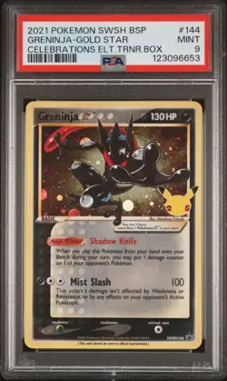 2021 POKEMON SWSH BLACK STAR PROMO #144 GRENINJA-GOLD STAR PSA 9 - Image 1