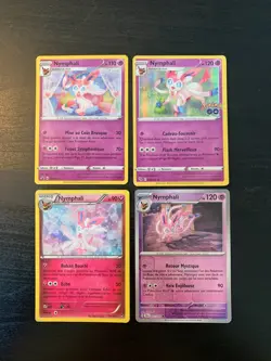 Lot 4 Cartes Pokemon Nymphali (dont 3 Holos / 1 Reverse) Francaises - Image 1