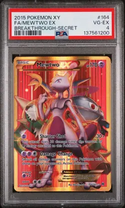 2015 XY Pokemon Mewtwo Ex Breaktrough #164 PSA 4 English Secret Rare - Image 1