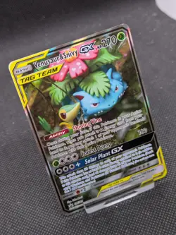 Venusaur & Snivy GX SM229 Sun & Moon Tag Team Alt Art Promo Pokemon Card NM/M - Image 2