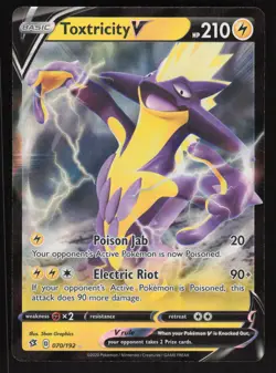 Pokemon SWSH02: Rebel Clash #70/192 Toxtricity V Holo Foil Card TCCCX - Image 1