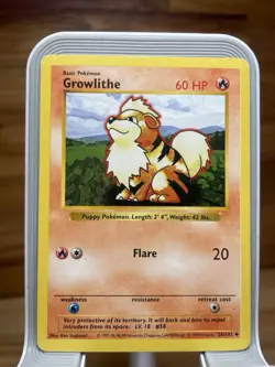 Pokemon TCG Growlithe Base Set Shadowless Card 28/102 WOTC Vintage - Image 1