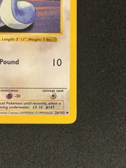 Dratini 26/102 1999 1st Edition Base Set Shadowless Pokemon Card Vintage LP+ - Image 4