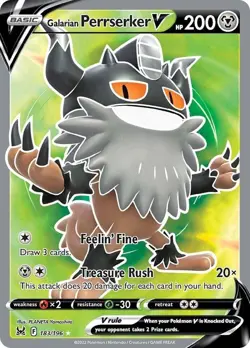 Pokemon TCG Galarian Perrserker V 183/196 Lost Origin Full Art Ultra Rare Holo - Image 1