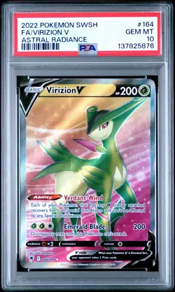 2022 POKEMON SWORD & SHIELD ASTRAL RADIANCE #164 FULL ART/VIRIZION V PSA 10 - Image 1