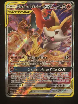 Pokemon TCG Charizard & Braixen GX Tag Team Black Star Promo SM230 Holo Rare - Image 1