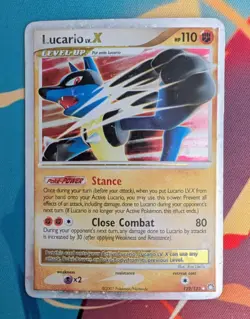 Lucario LV.X #122/123 Mysterious Treasures Pokemon 2007 - Heavily Played - Image 1