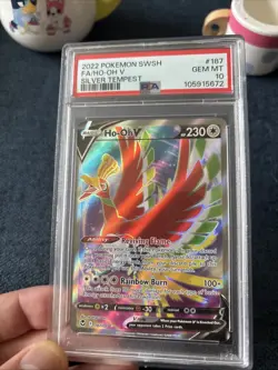 2022 Pokemon SWSH FA/HO-OH v Silver Tempest PSA 10 Gem Mint - Image 1
