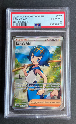 2024 Pokemon TWM EN Lana's Aid PSA 10 GEM FULL ART ULTRA RARE 207/167 - Image 2