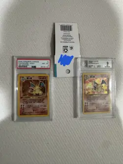 1999 Pokemon Base Set 1st Edition Chinese Charizard PSA 8 + Unlimited Bgs 9 - Image 1