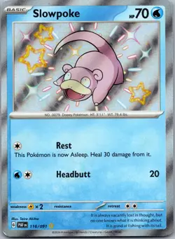 SLOWPOKE 116/091 SHINY RARE PALDEAN FATES POKEMON NM - Image 1