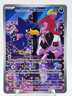 Team Rocket's Murkrow 200/182 Pokemon TCG Destined Rivals Illustration Rare H NM - Image 1
