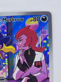 Team Rocket's Murkrow 200/182 Pokemon TCG Destined Rivals Illustration Rare H NM - Image 4