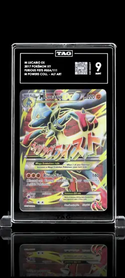 2017 POKEMON MEGA POWERS COLLECTION PROMO #55A FULL ART/M LUCARIO EX TAG 9 - Image 1