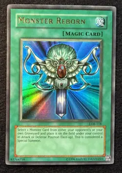 Yugioh Monster Reborn LOB-118 Ultra Rare Original Print NM/Mint - Image 1
