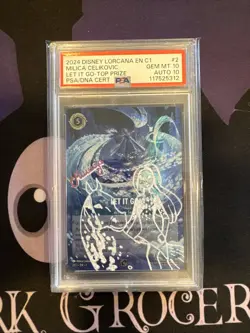 2024 DISNEY LORCANA EN CHALLENGE PROMO TOP PRIZE 2 LET IT GO PSA 10 Auto 10 - Image 1
