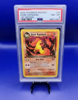 Dark Rapidash 44/82 1st Edition Team Rocket Pokemon Card TCG 2000 Graded PSA 8 - Image 1